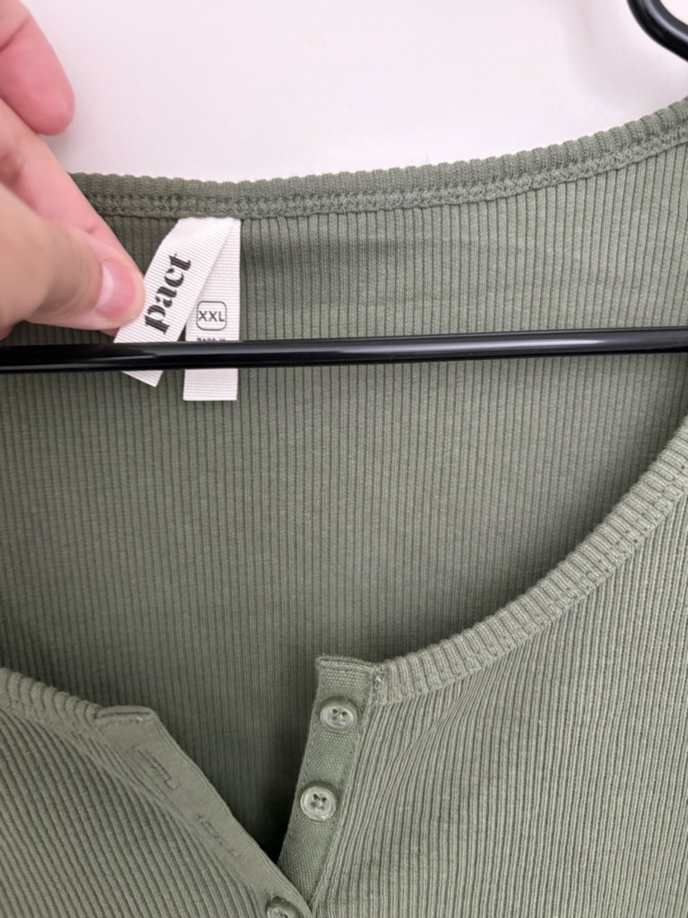 Pact Olive Green Long-Sleeve Henley Top NWOT Size XXL Organic Cotton - Picture 4 of 5